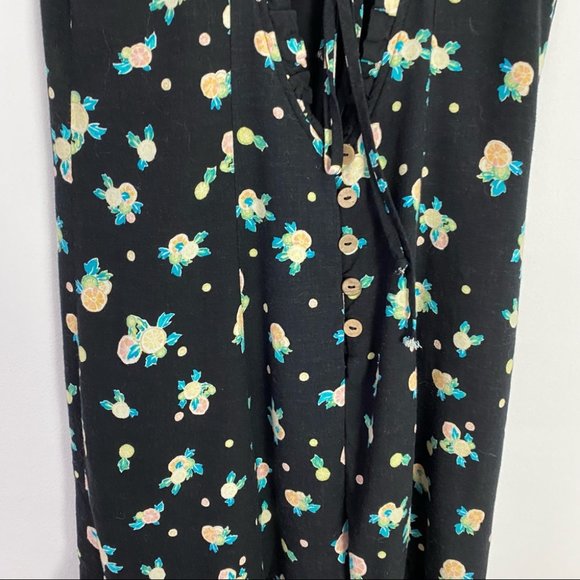 EUC Free People Like A Lady Dress Size XS Black Citrus Fruit Open Back Ruffles - Picture 9 of 16